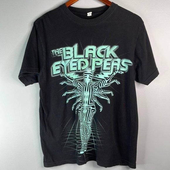 Y2K The Black Eyed Peas Band Black Green Graphic Album Merch Tee Shirt Medium - Picture 9 of 10